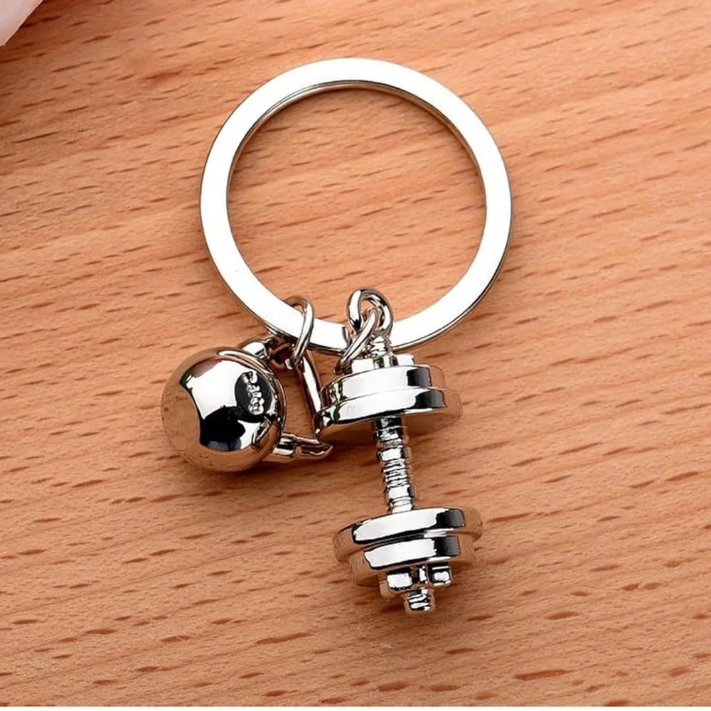 Silver Kettlebell and Dumbbell Keychain | NWT | Gift